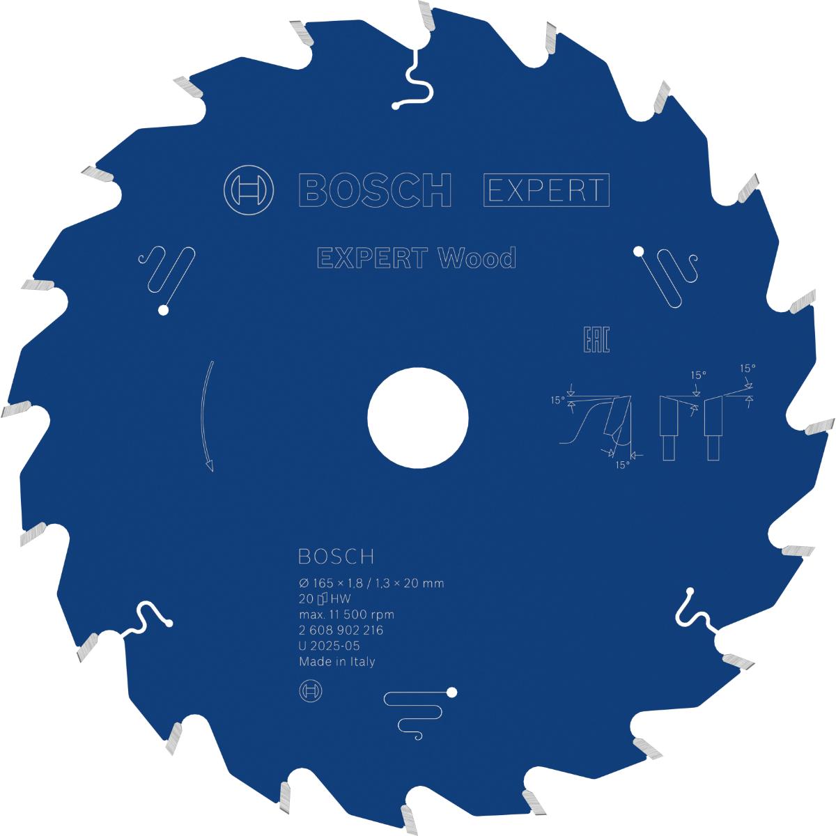 Bosch EXPERT Wood Kreissägeblatt, 165x20 mm, Z20