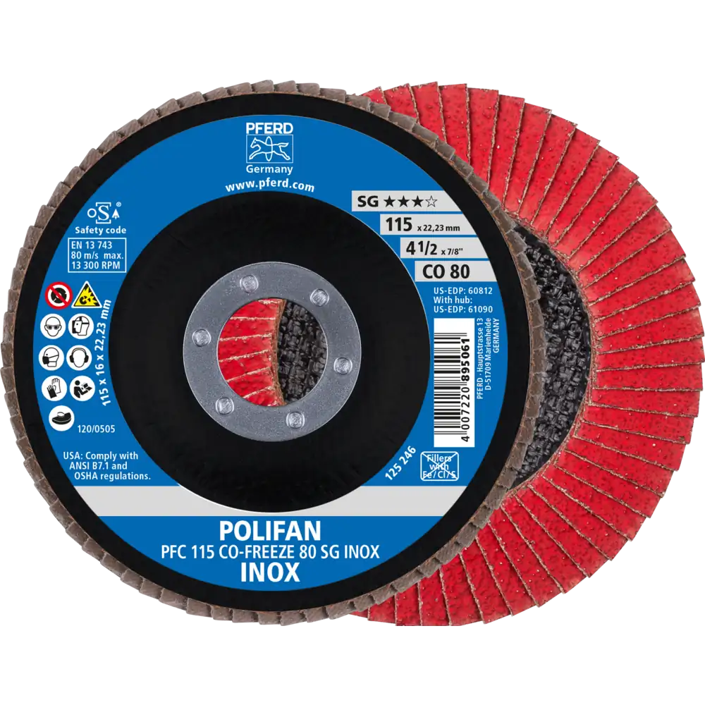 PFERD TOOLS POLIFAN Fächerscheibe PFC konisch SG INOX Edelstahl