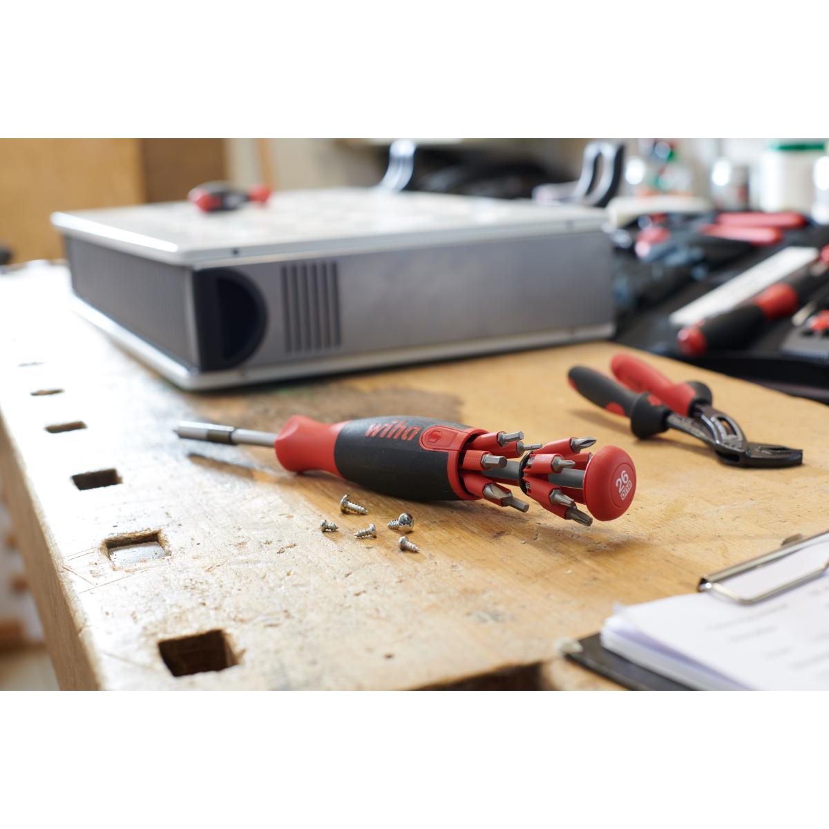 Wiha Schraubendreher mit Bit Magazin LiftUp 26one gemischt mit 13 Doppelbits