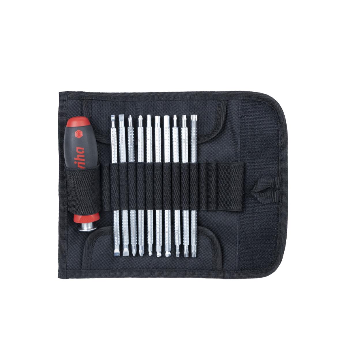 Wiha Schraubendreher mit Wechselklingen Set SYSTEM 6 gemischt 12-teilges Set mit Rolltasche