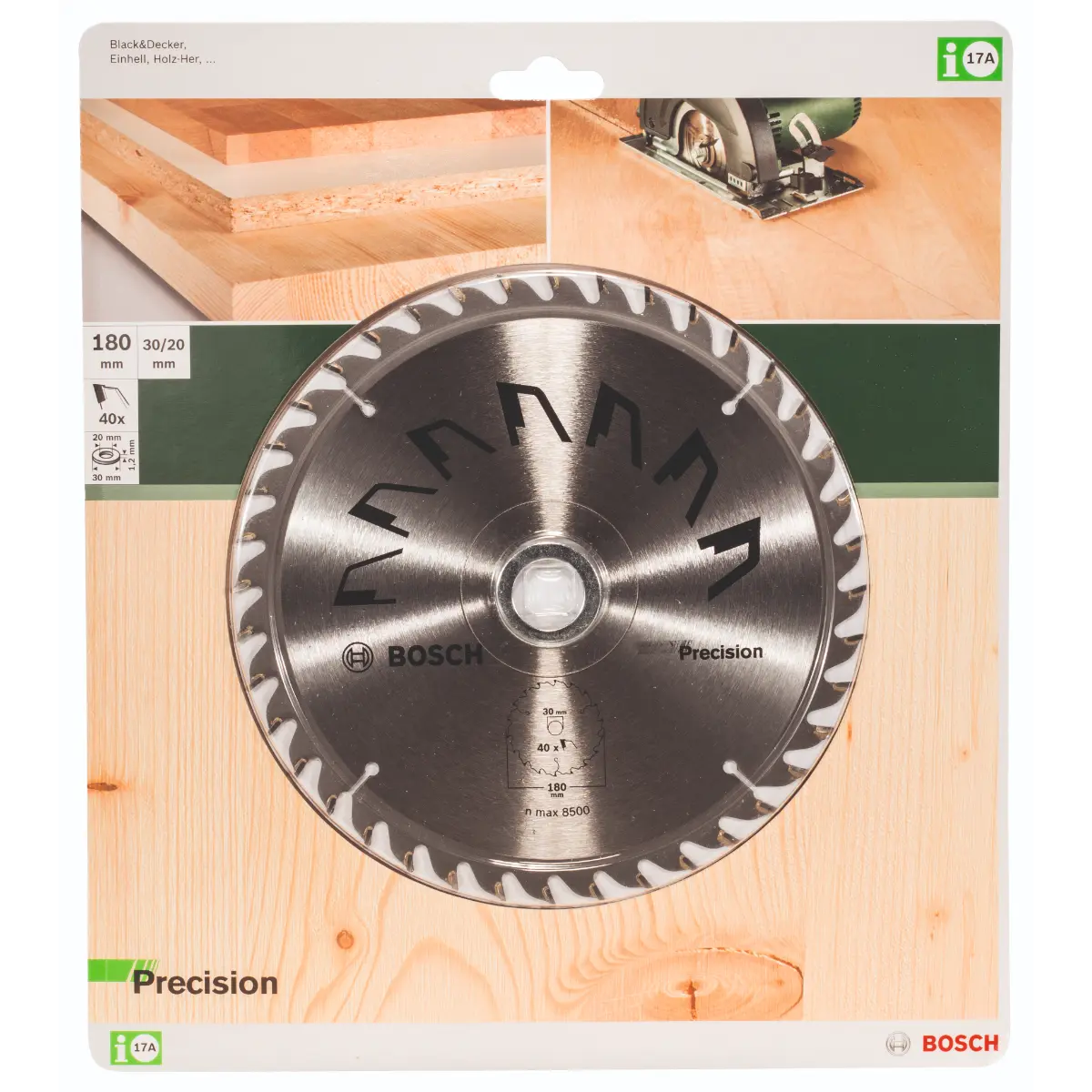 Bosch Kreissägeblatt PRECISION D= 180 mm, Bohrung= 30 mm, Z= 40
