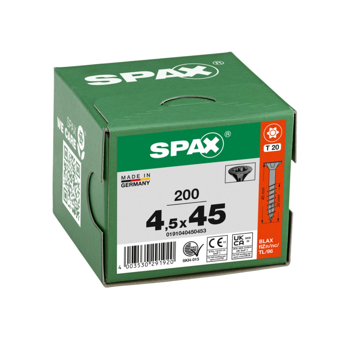 SPAX SENKMULTIKOPF T-STAR PLUS T20 TEILGEWINDE SCHWARZ VERZINKT 200 Stück