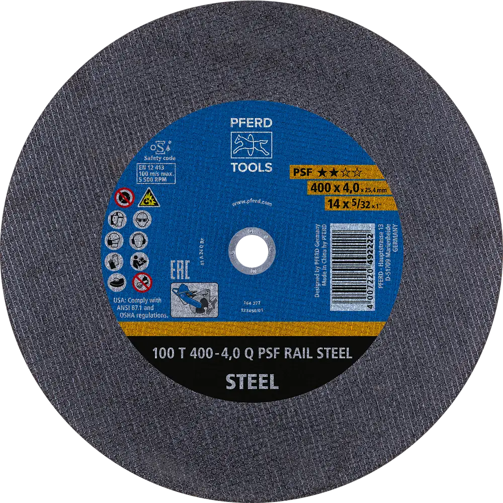 PFERD TOOLS Schienentrennscheibe T 400x4,0x25,4 mm Universallinie PSF RAIL für Eisenbahnschienen