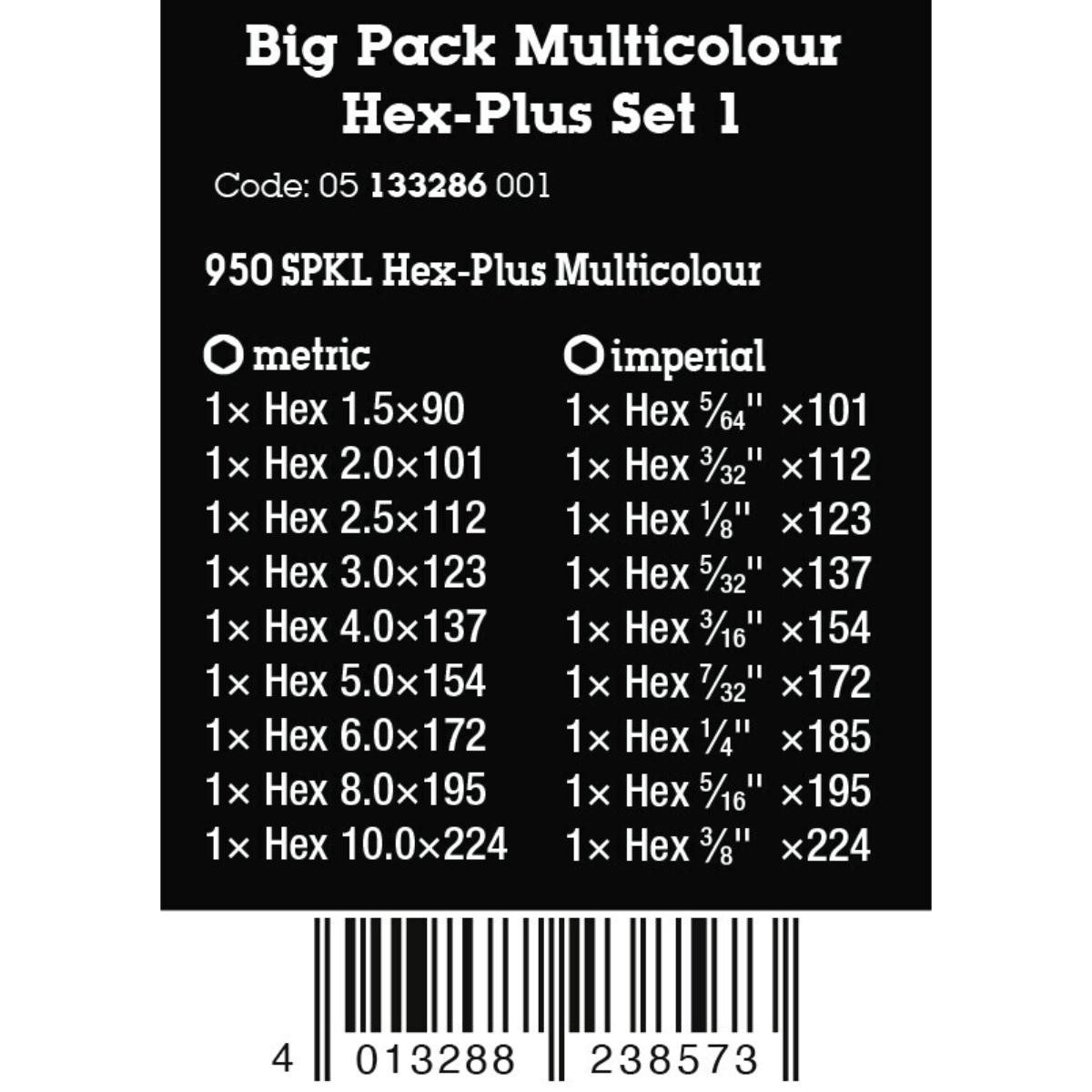 Wera Big Pack Multicolour Innensechskant Hex-Plus Set 1, metrisch und zöllig