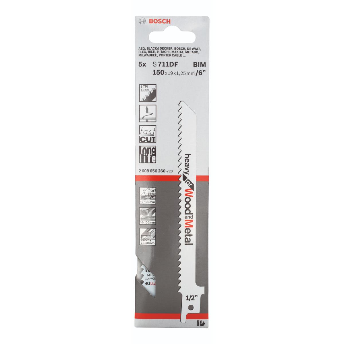 Bosch Säbelsägeblatt S 711 DF, Heavy for Wood and Metal