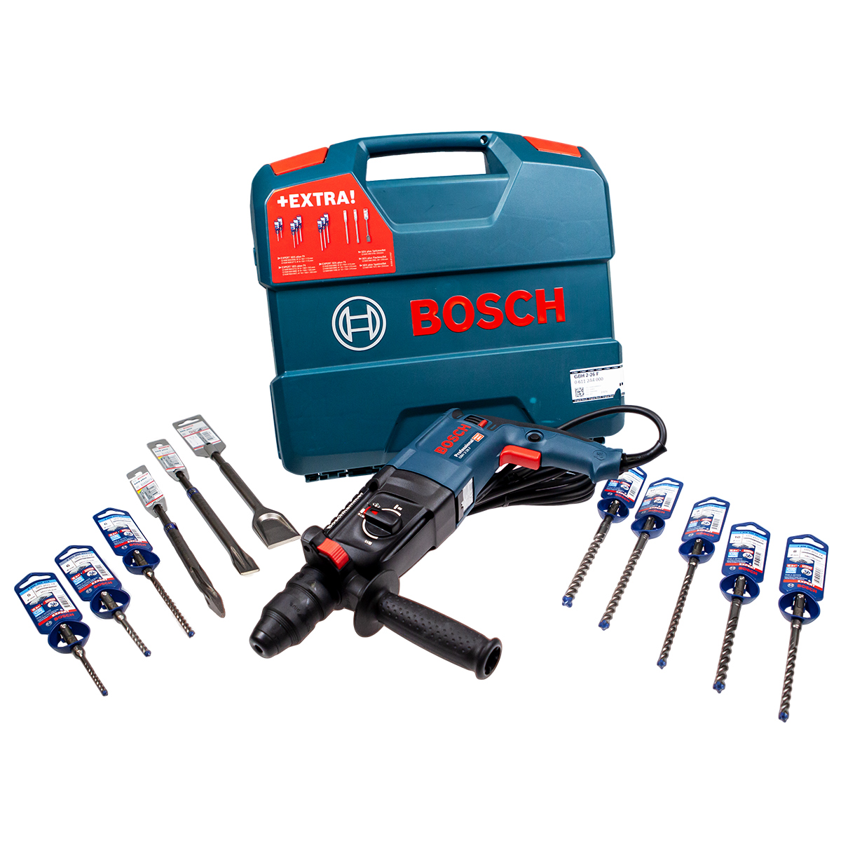 Bosch Bohrhammer mit SDS plus GBH 2-26 F + 11-teiliges Zubehör Set