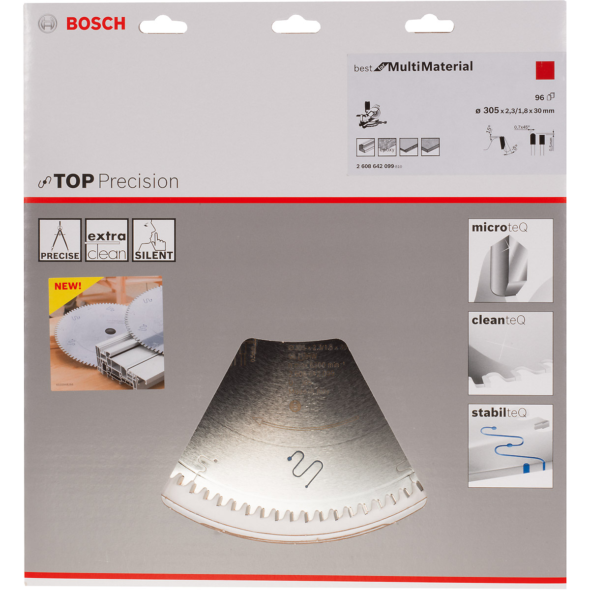 Bosch Kreissägeblatt Top Precision Best for Multi Material, 305 x 30 x 2,3mm, 96 Zähne