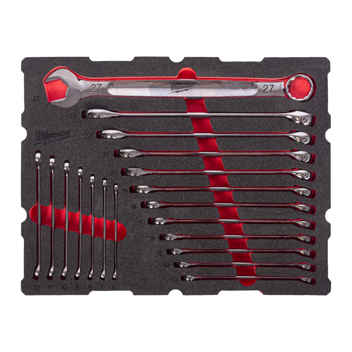 Milwaukee MAX BITE Ringmaulschlüssel Einlage 19-teilige Einlage für PACKOUT Koffer mit Schubladen