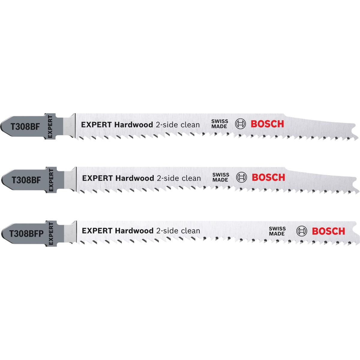 Bosch EXPERT ‘Hardwood 2-side clean‘ Stichsägeblatt-Set, 2-tlg., T308BF/BFP. Für Stichsägen