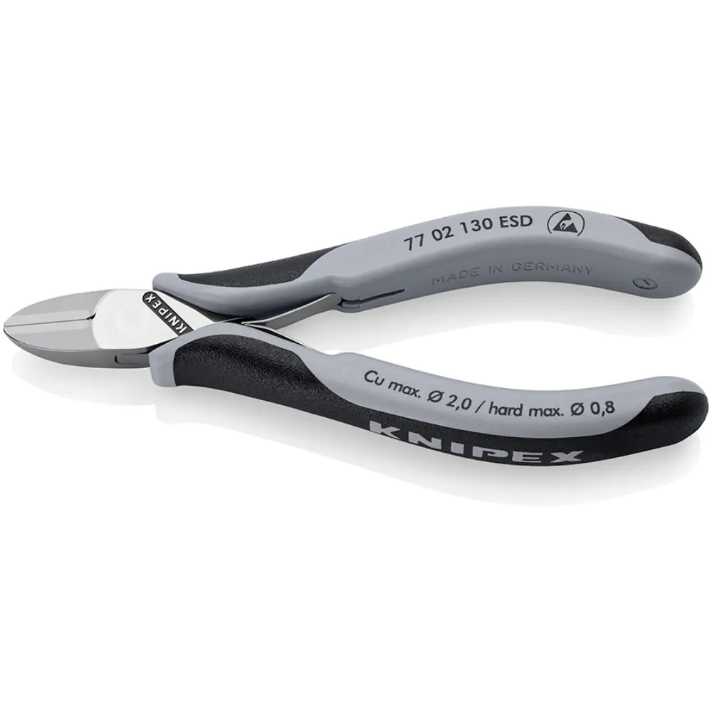 KNIPEX Elektronik-Seitenschneider ESD mit durchgestecktem Gelenk mit Mehrkomponenten-Hüllen 130 mm