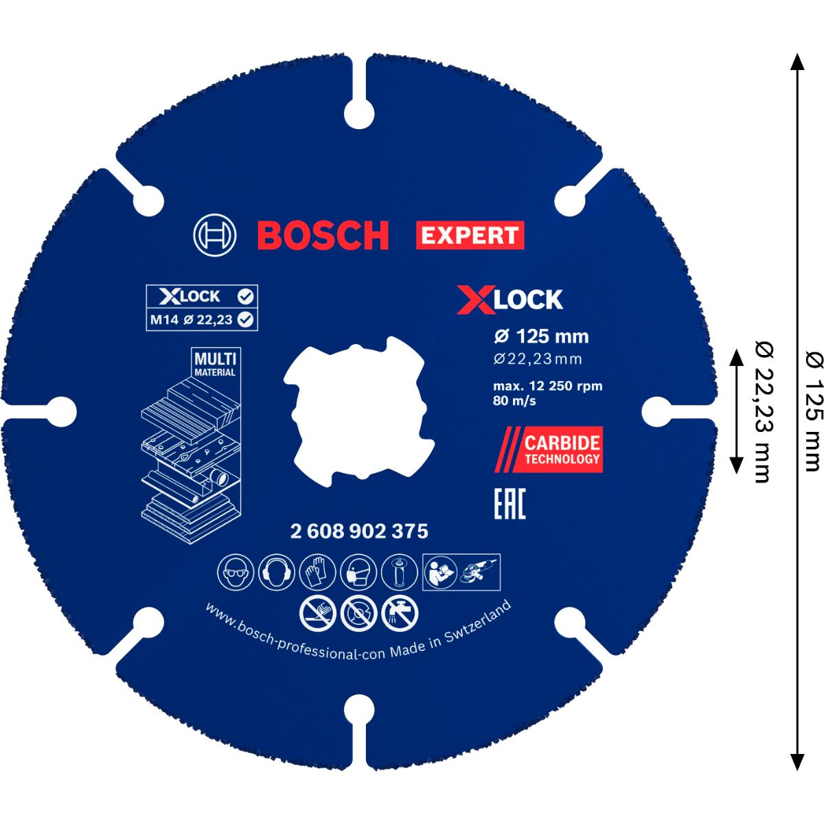 Bosch EXPERT Multi Material Carbide-Trennscheibe, 125 x 22,23 mm, X-Lock, 10-Stück