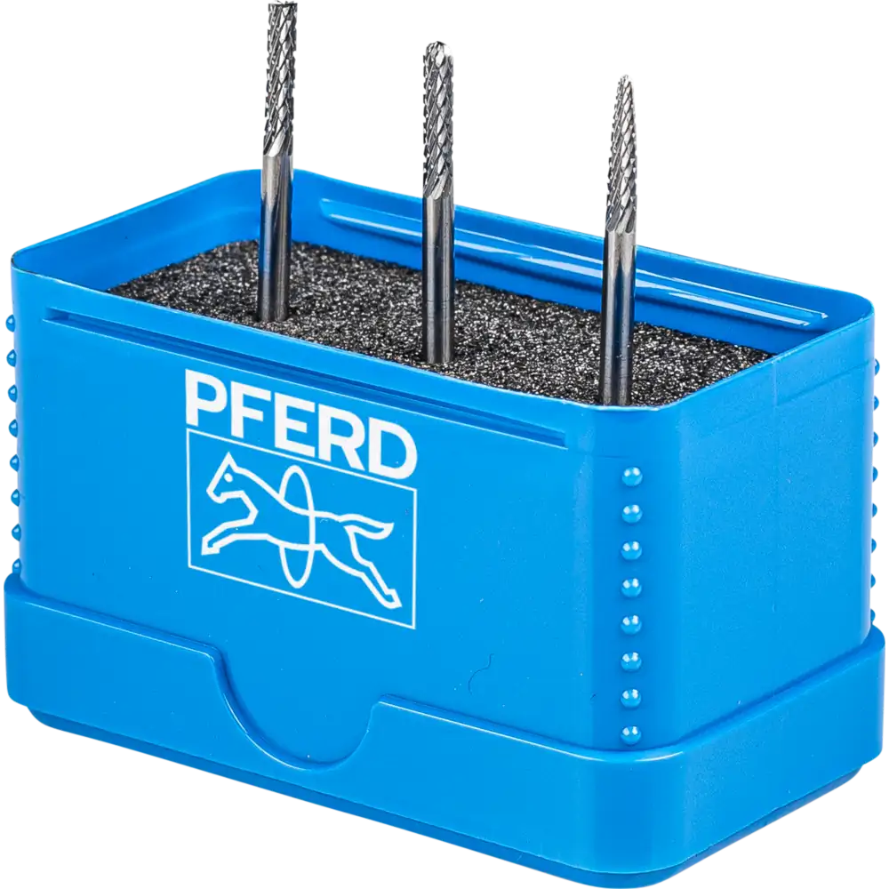 PFERD TOOLS Hartmetall Kleinfrässtift Set 1504 Zahnung 3 PLUS 3-tlg. 3mm Schaft 3mm universal mittel kreuz
