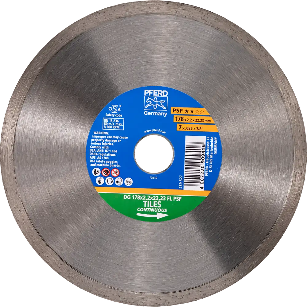 PFERD TOOLS Diamant-Trennscheibe DG FL 150x2,2x22,23 mm PSF z. Trennen v. Fliesen, hohe Schnittqualität