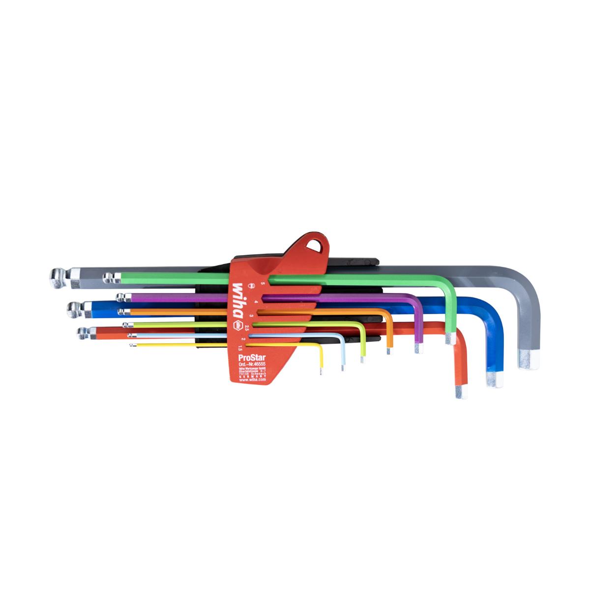 Wiha Stiftschlüssel Set im ProStar Halter Sechskant-Kugelkopf 9-teilges Set farbig leuchtend
