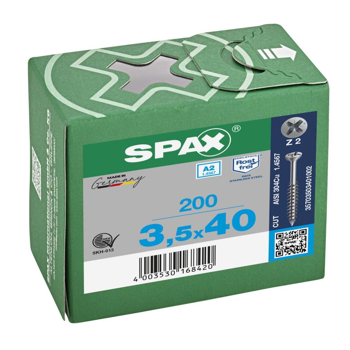 SPAX-S Glasleistenschraube A2 Senkkopf Fräsrippen Kreuzschlitz Z2 Teilgewinde Cut, 200 Stück