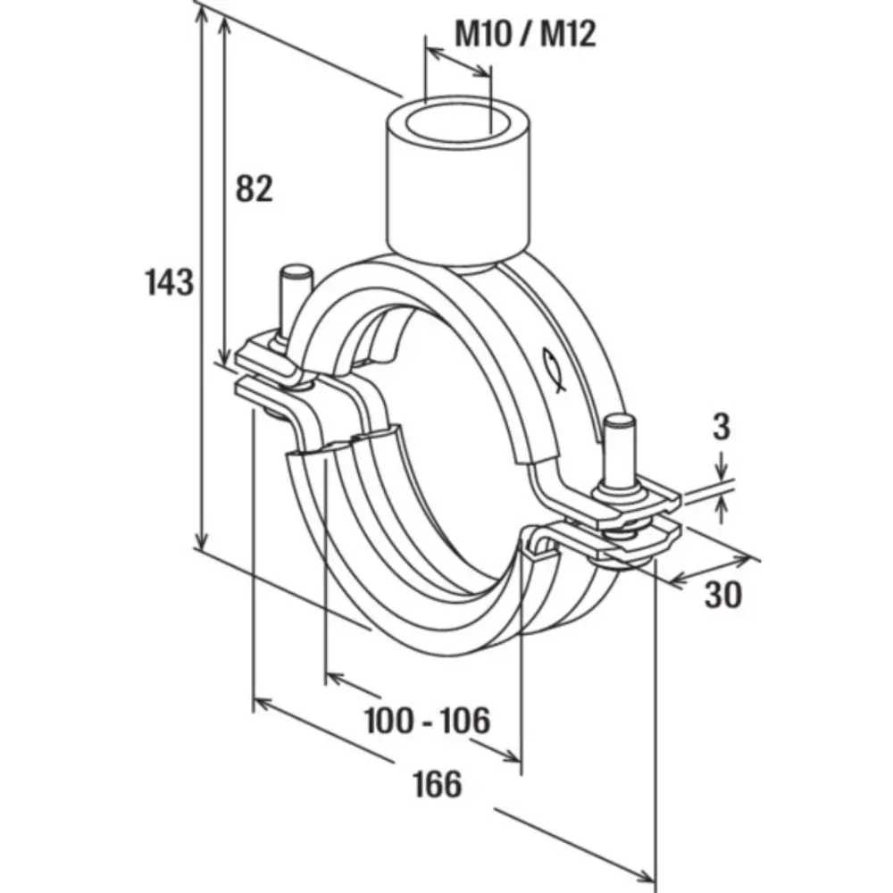 Fischer Massivrohrschelle FRSM 102 M10/M12 feuerverzinkt