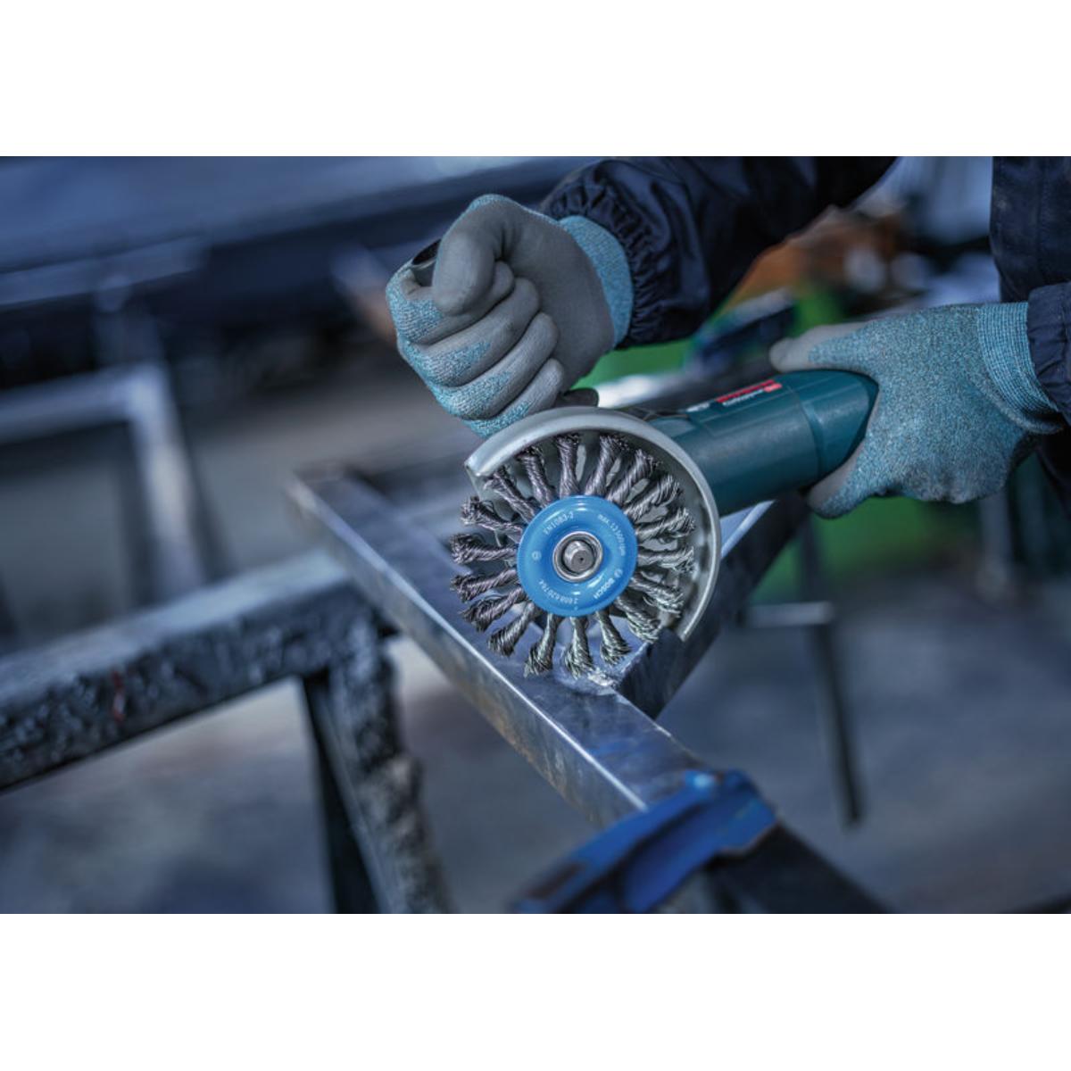 Bosch Metal heavy Scheibenbürste, 115 x 0,5 mm, M14, gezopft