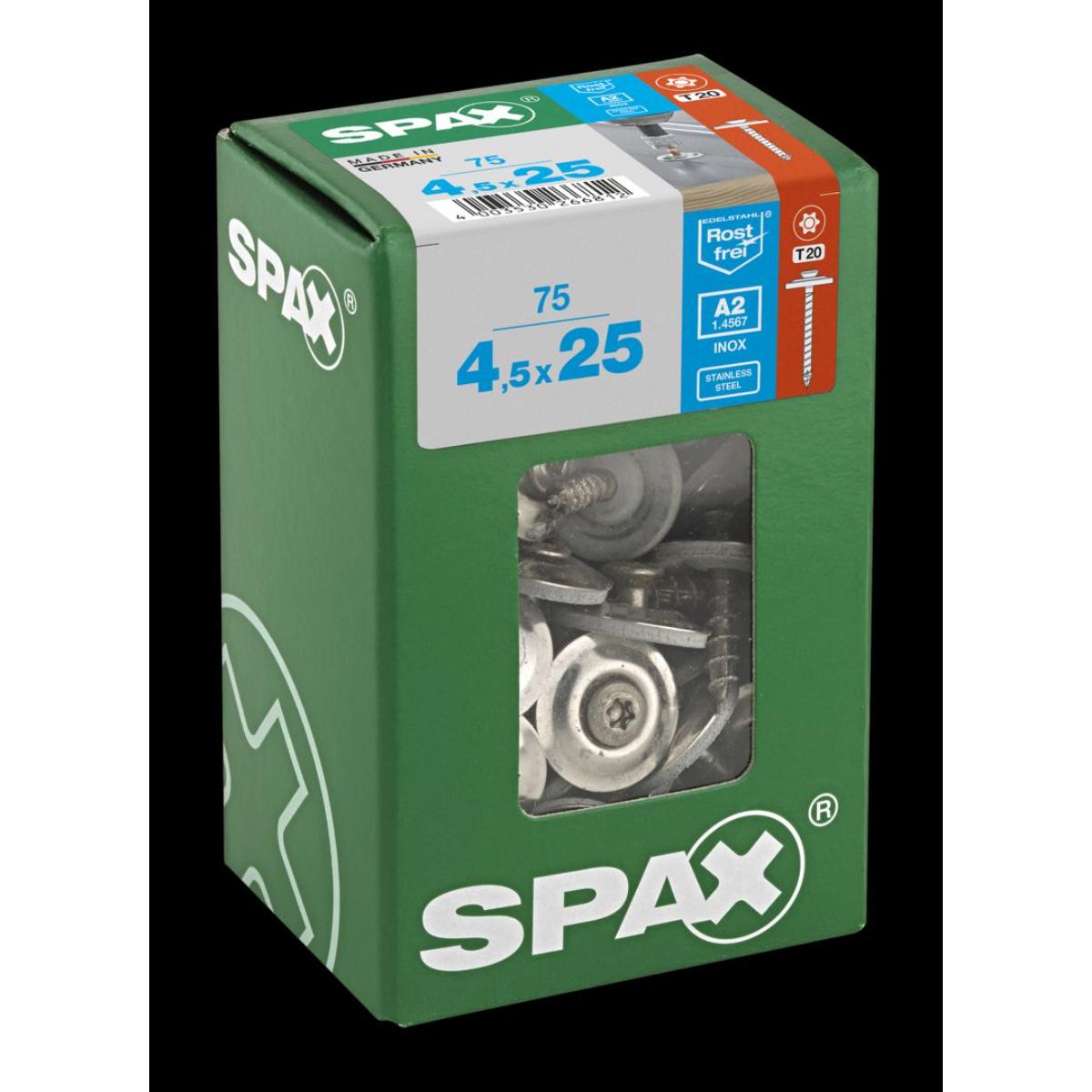 SPAX Spenglerschraube A2 T-Star Plus T20 4Cut 4,5 x 25 mm L, 75 Stück