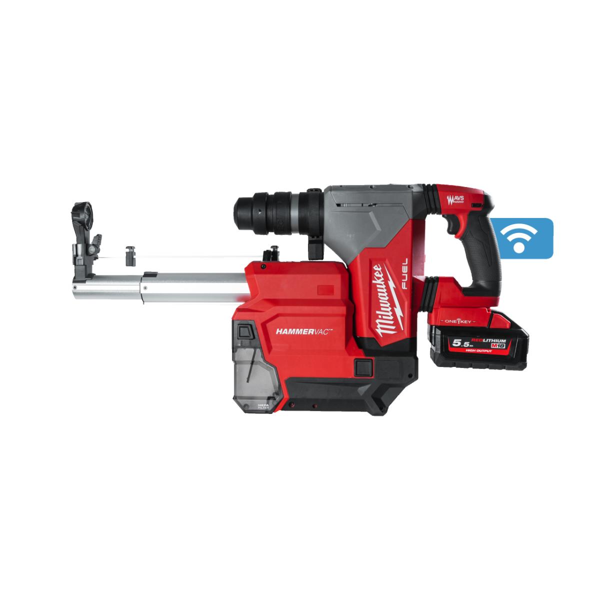 Milwaukee ONE KEY Akku-Kombihammer + Staubabsaugung M18ONEFHPXDEL-552C