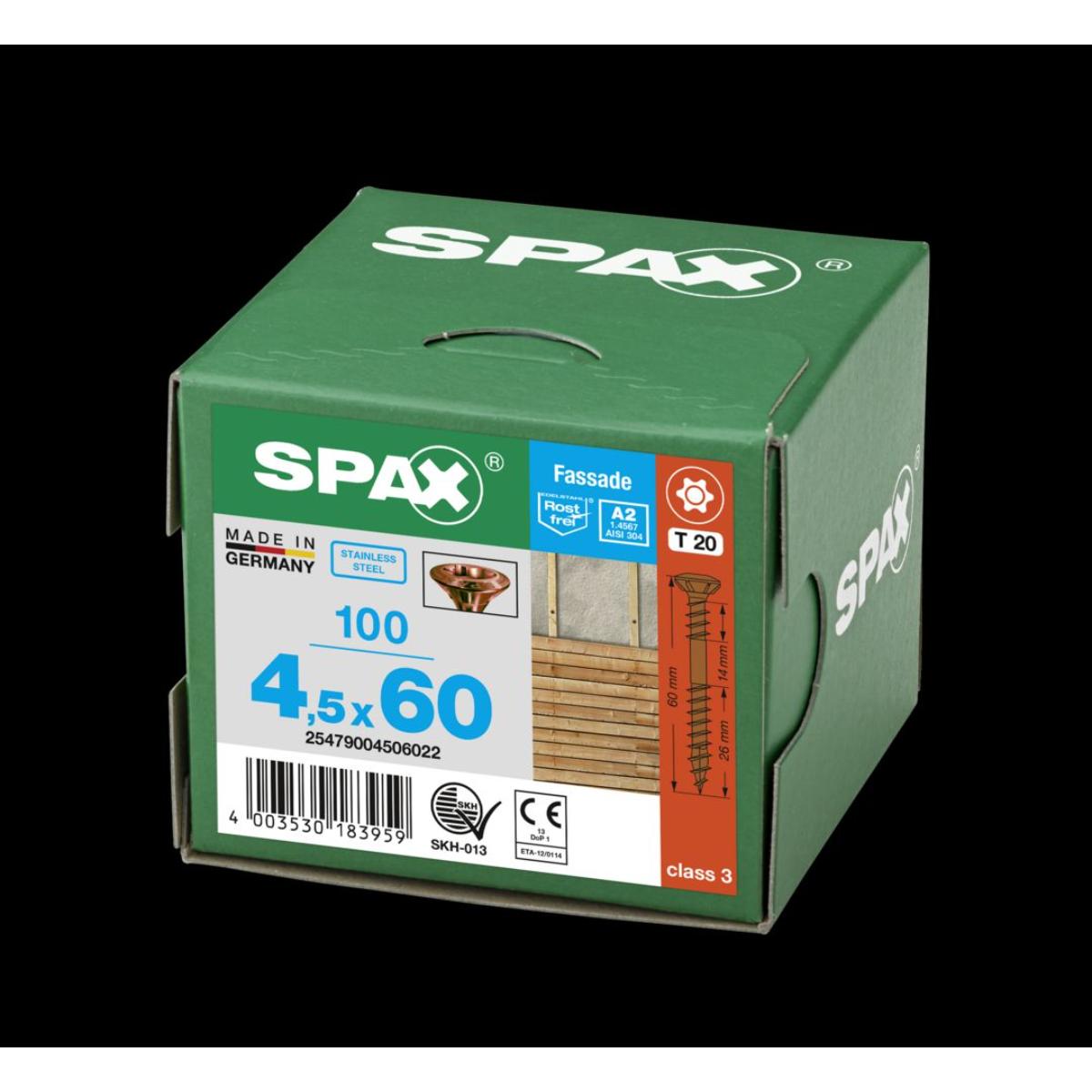 SPAX Fassadenschraube A2 antik Linsensenkkopf Klein 8mm starke Fräsrippen T-Star Plus T20 Fixiergewi