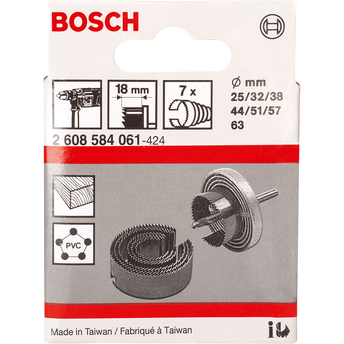 Bosch Sägekranz-Set, 7-teilig, 25 - 63 mm, Arbeitslänge 18 mm