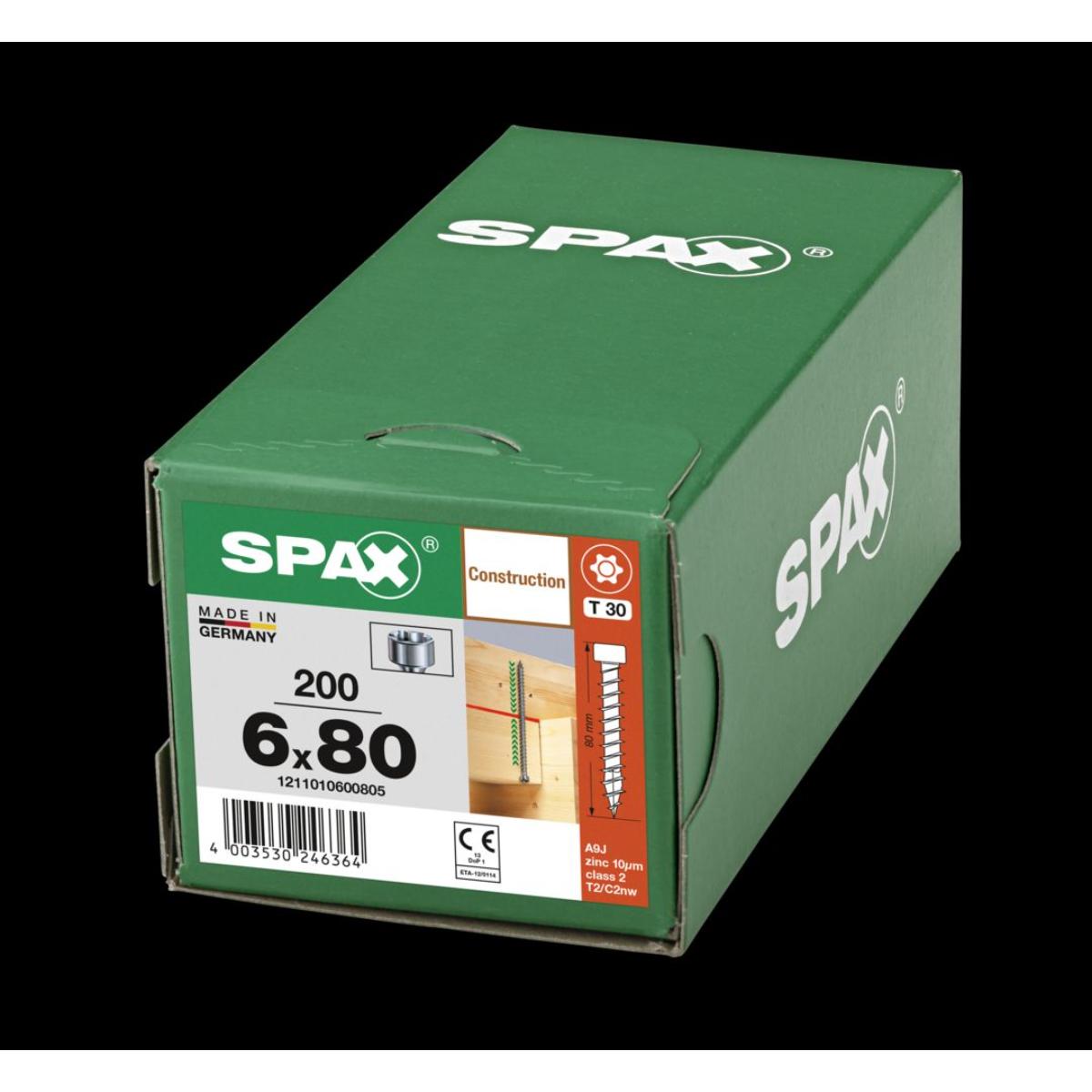 SPAX Zylinderkopf T-Star Plus T30 Vollgewinde WIROX, 200 Stück