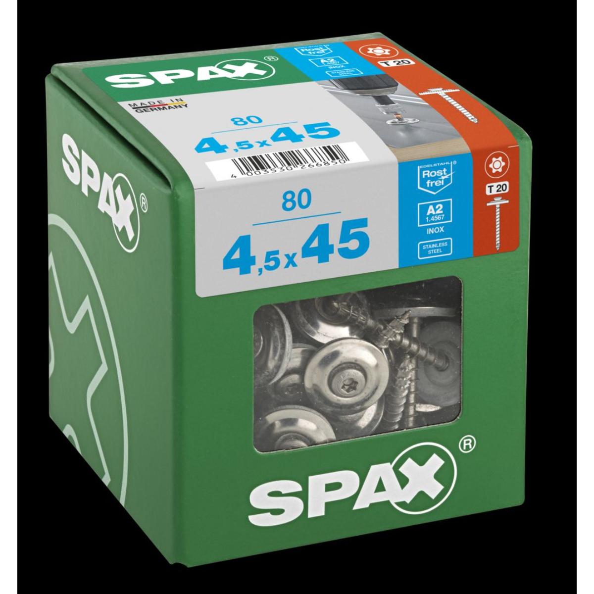 SPAX Spenglerschraube A2 T-Star Plus T20 4Cut 4,5 x 45 mm XL, 80 Stück
