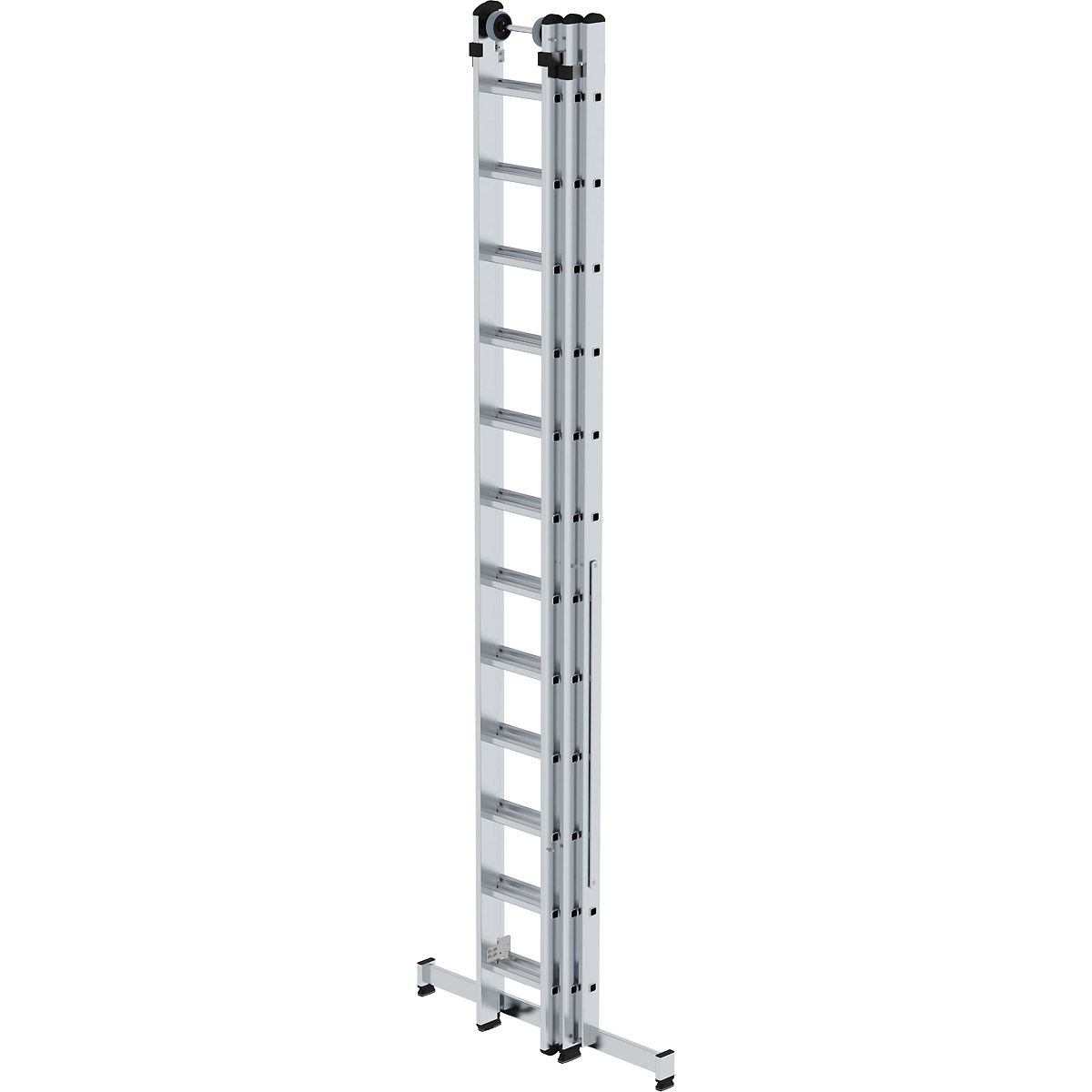 Munk Sprossen-Mehrzweckleiter 3-teilig mit nivello®-Traverse und Wandlaufrollen
