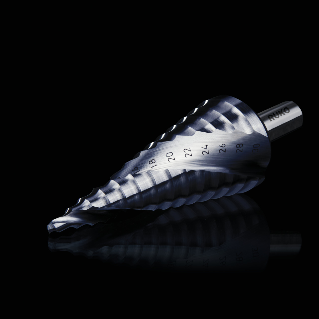 RUKO Stufenbohrer HSS TiAlN spiralgenutet mit Kreuzanschliff