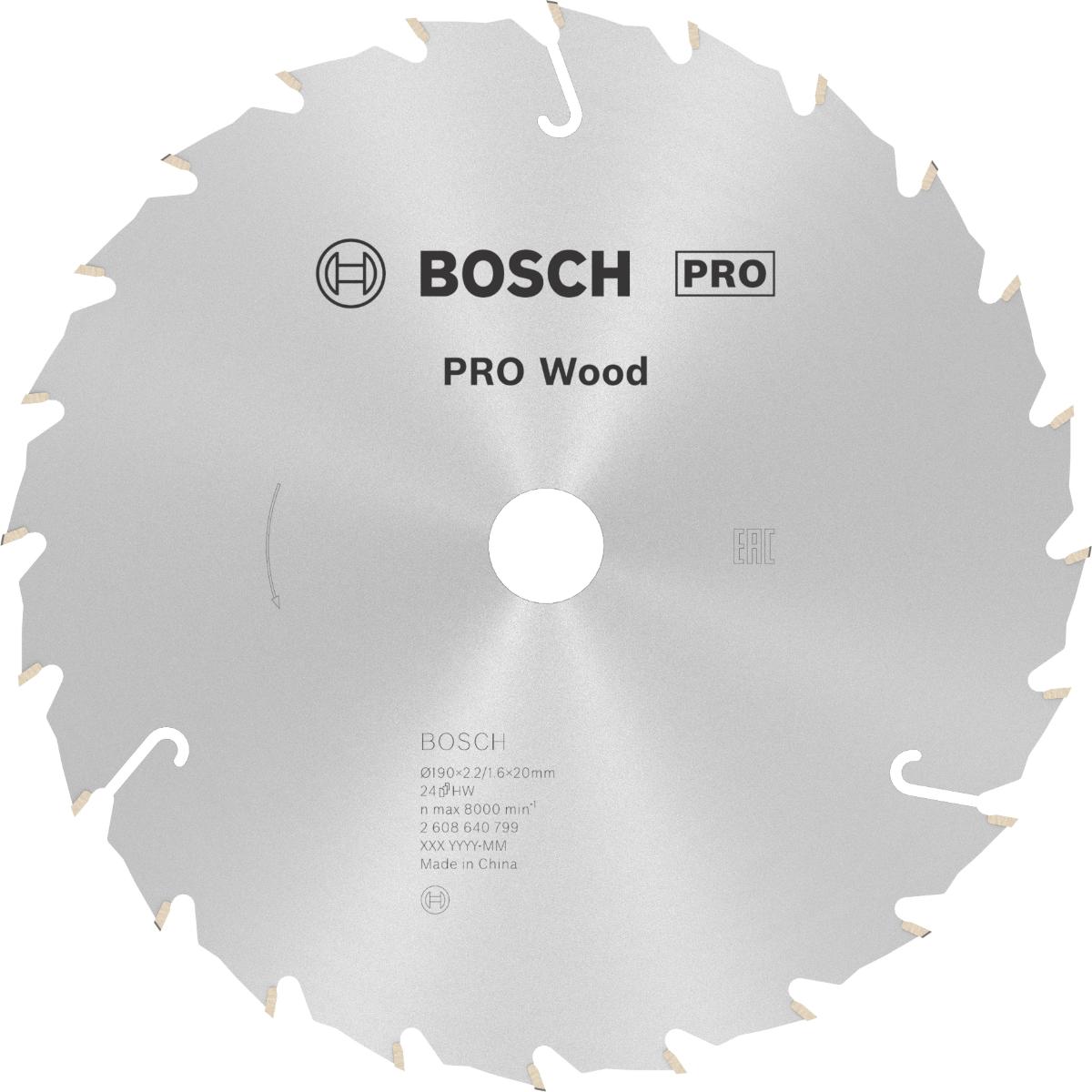 Bosch PRO Kreissägeblatt Speedline Wood, 190 x 20/16 x 2,2 mm, 24 Zähne