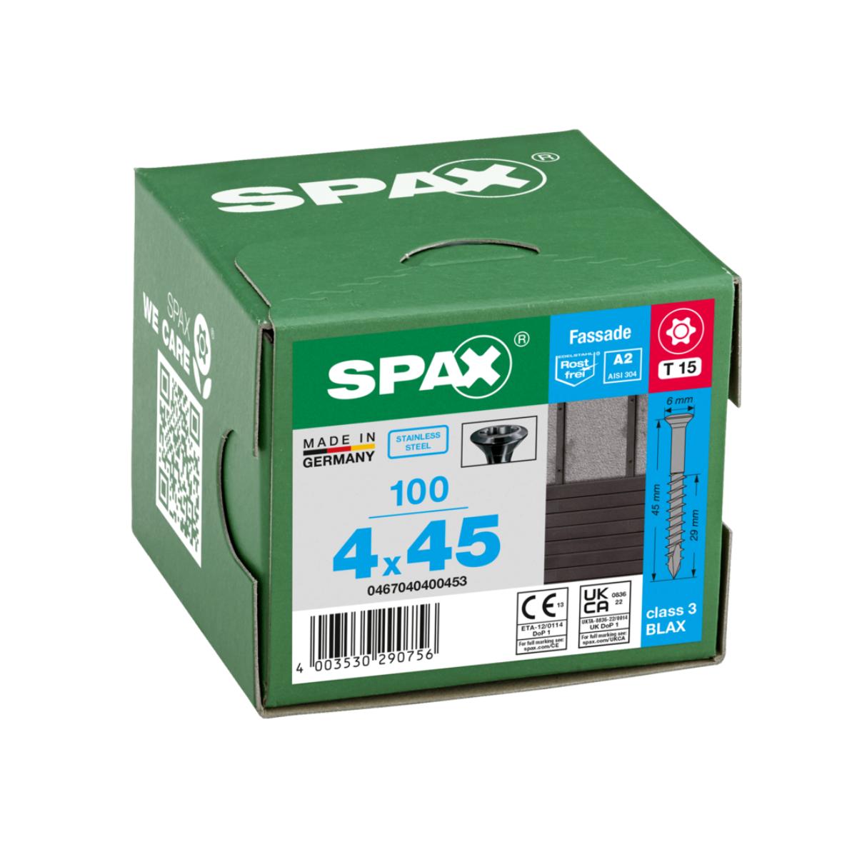 SPAX-S A2 LINSENSENKKOPF KLEINER KOPF T-STAR PLUS T15 TEILGEWINDE CUT 100 Stück BLAX, 100 Stück