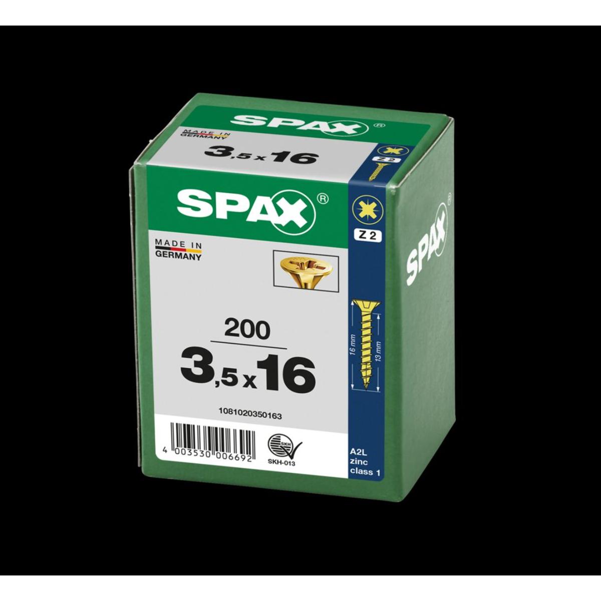 SPAX Senkmultikopf Kreuzschlitz Z2 Vollgewinde YELLOX, 200 Stück