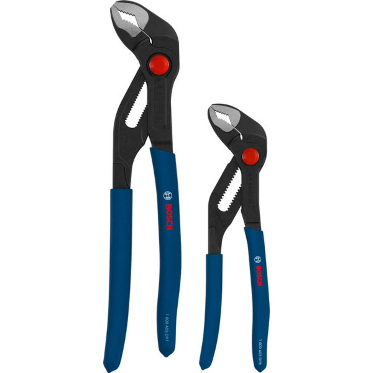 Bosch Wasserpumpenzangen, tauchbeschichtete, rutschfeste Griffe, 2-teilges Set