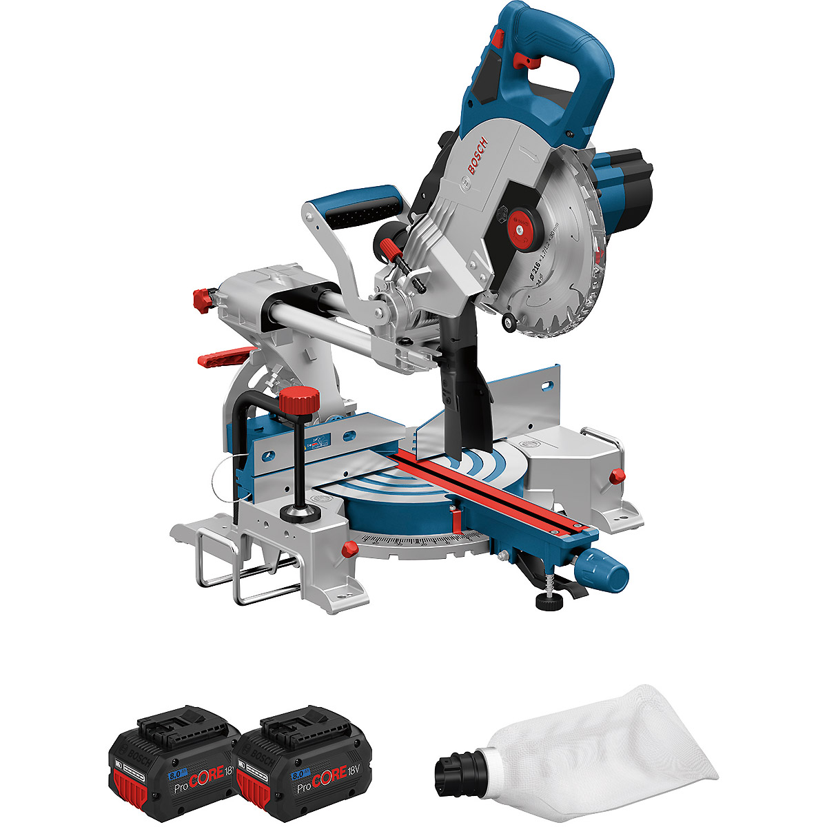 Bosch Akku-Kapp- und Gehrungssäge BITURBO GCM 18V-216, Starter Set ProCORE18V 8.0Ah S2
