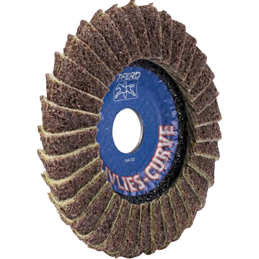 PFERD TOOLS POLIVLIES-CURVE Lamellenscheibe PVL-R Korund Ø 115 mm Bohrung 22,23 mm A100G