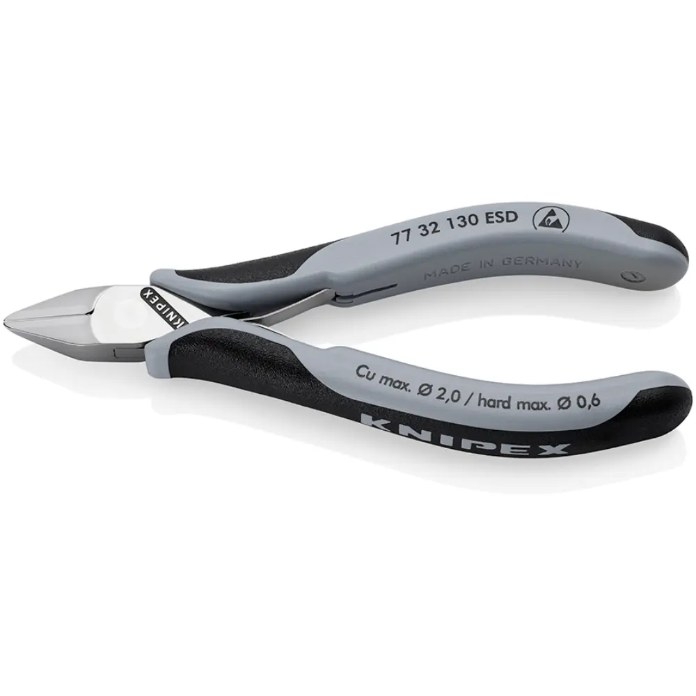 KNIPEX Elektronik-Seitenschneider ESD mit durchgestecktem Gelenk mit Mehrkomponenten-Hüllen 130 mm