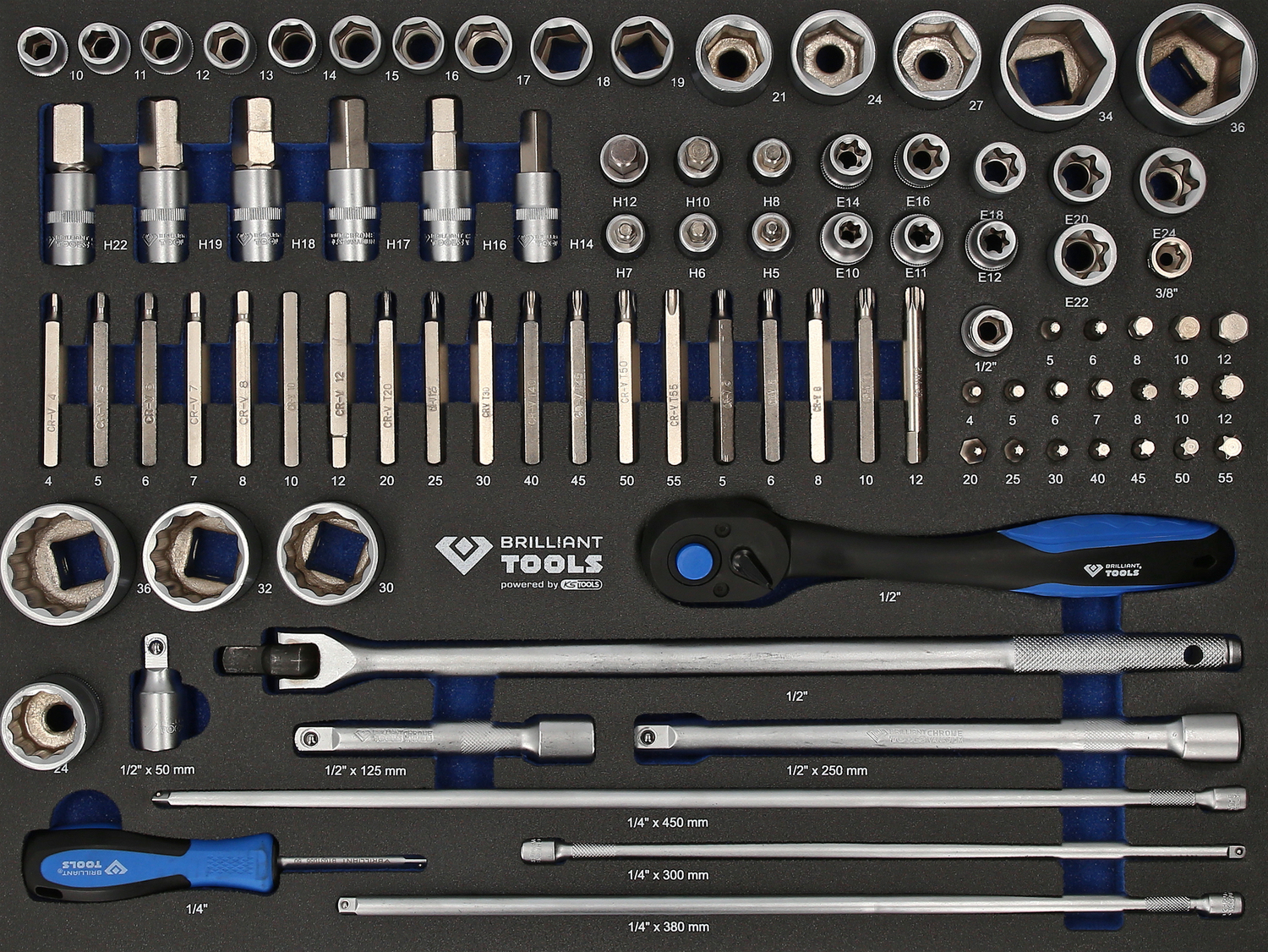 Brilliant Tools Werkstattwagen mit 7 Schubladen und 225 Werkzeugen, NFZ