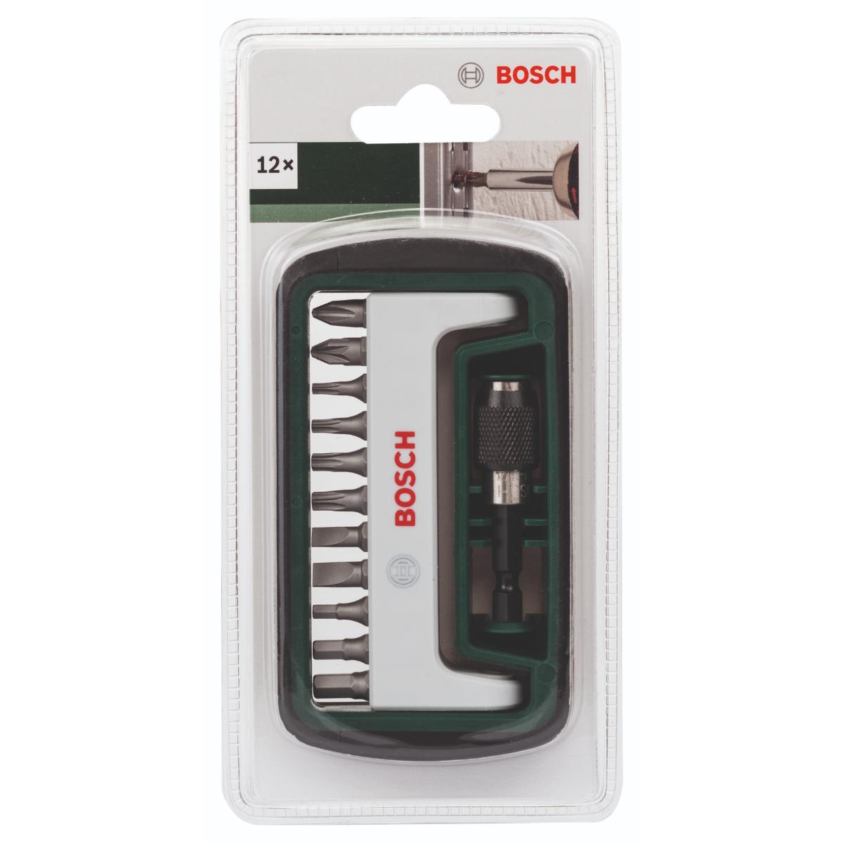 Bosch Schrauberbit-Set Standard, gemischt (S, PH, PZ, HEX, T), 12-tlg.
