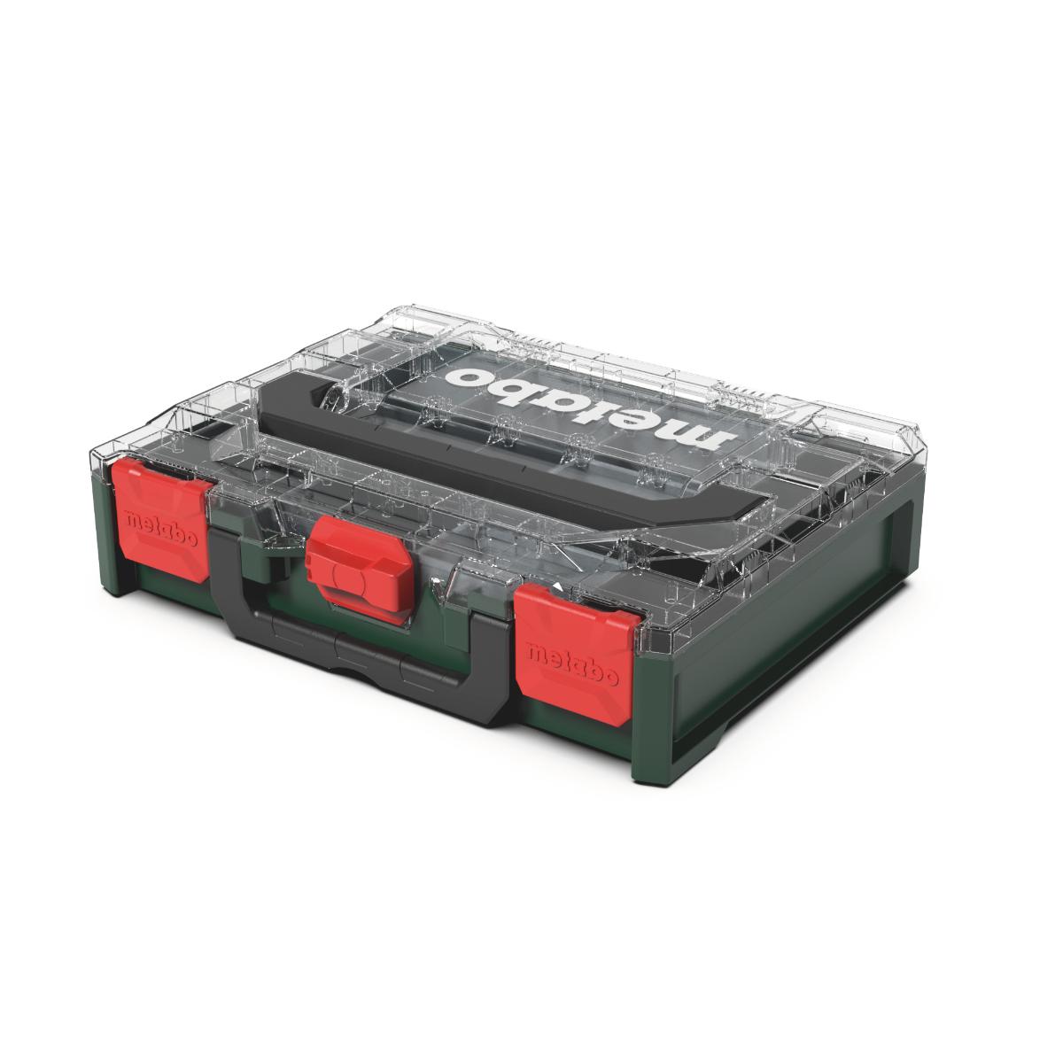 Metabo metaBOX 100 S Organizer mit 15 Einsatzboxen und transparentem Kofferdeckel