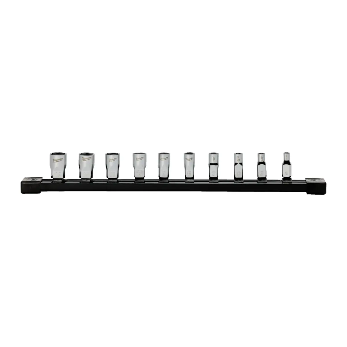 Milwaukee Steckschlüsseleinsatz 1/4" Set 6-kant metrisch, 10-teilig auf Schiene