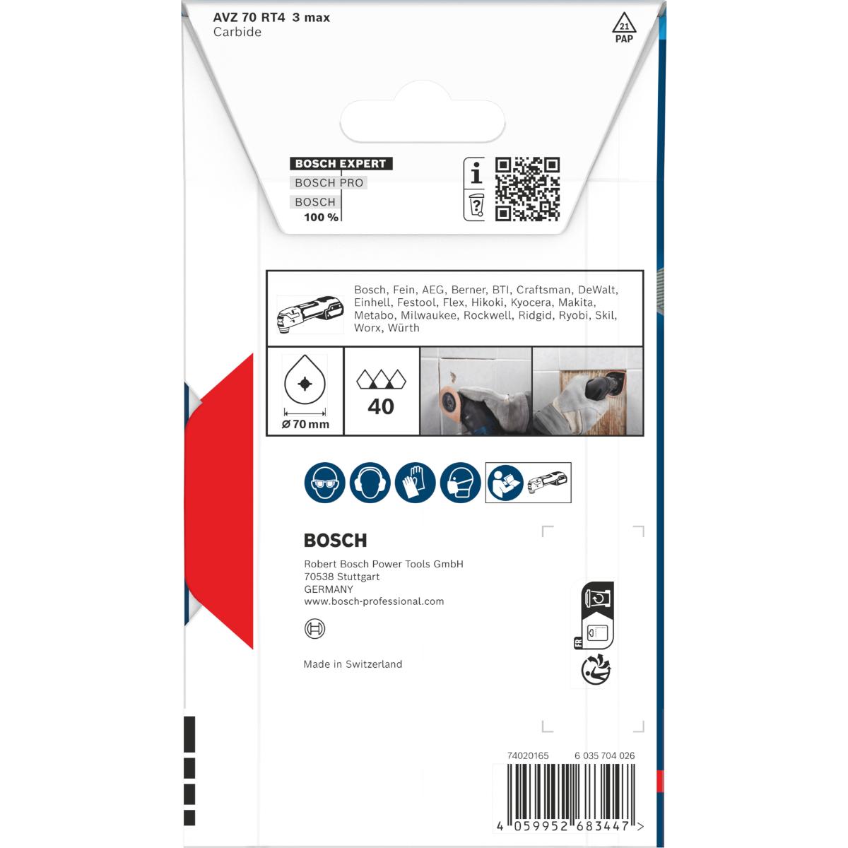 Bosch EXPERT AVZ 70 RT4 3 max Fugenentfernungsplatte, Ø 70 mm