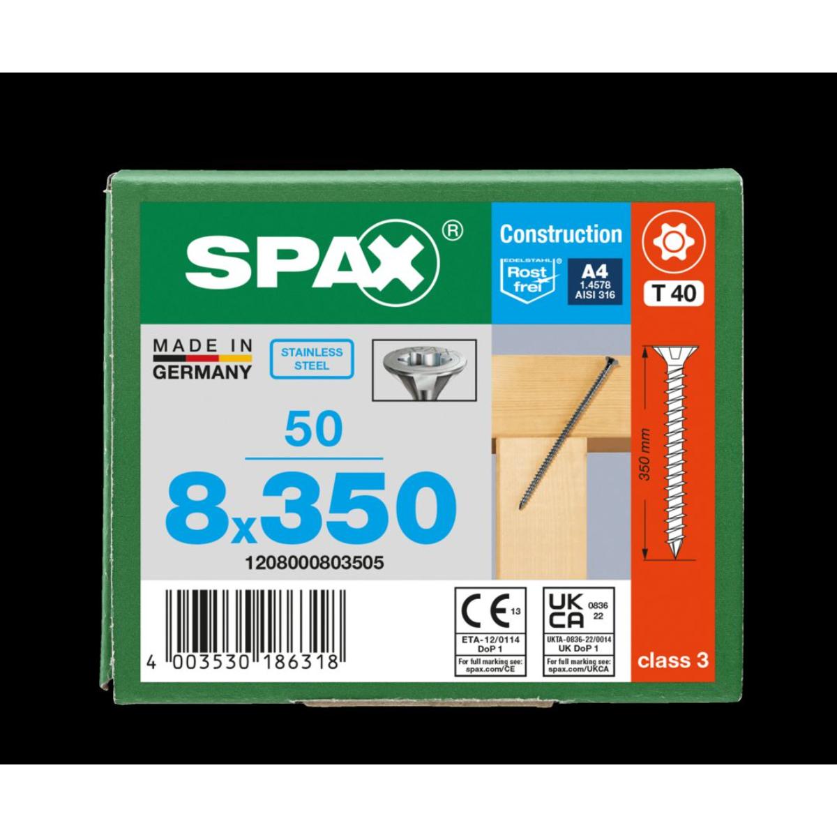 SPAX-S A4 SENKKOPF FRAESRIPPEN T-STAR PLUS T40 VOLLGEWINDE CUT 50 Stück