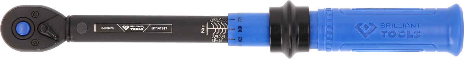 Brilliant Tools 1/4" Ratschen-Drehmomentschlüssel umschaltbar, 5-25 Nm
