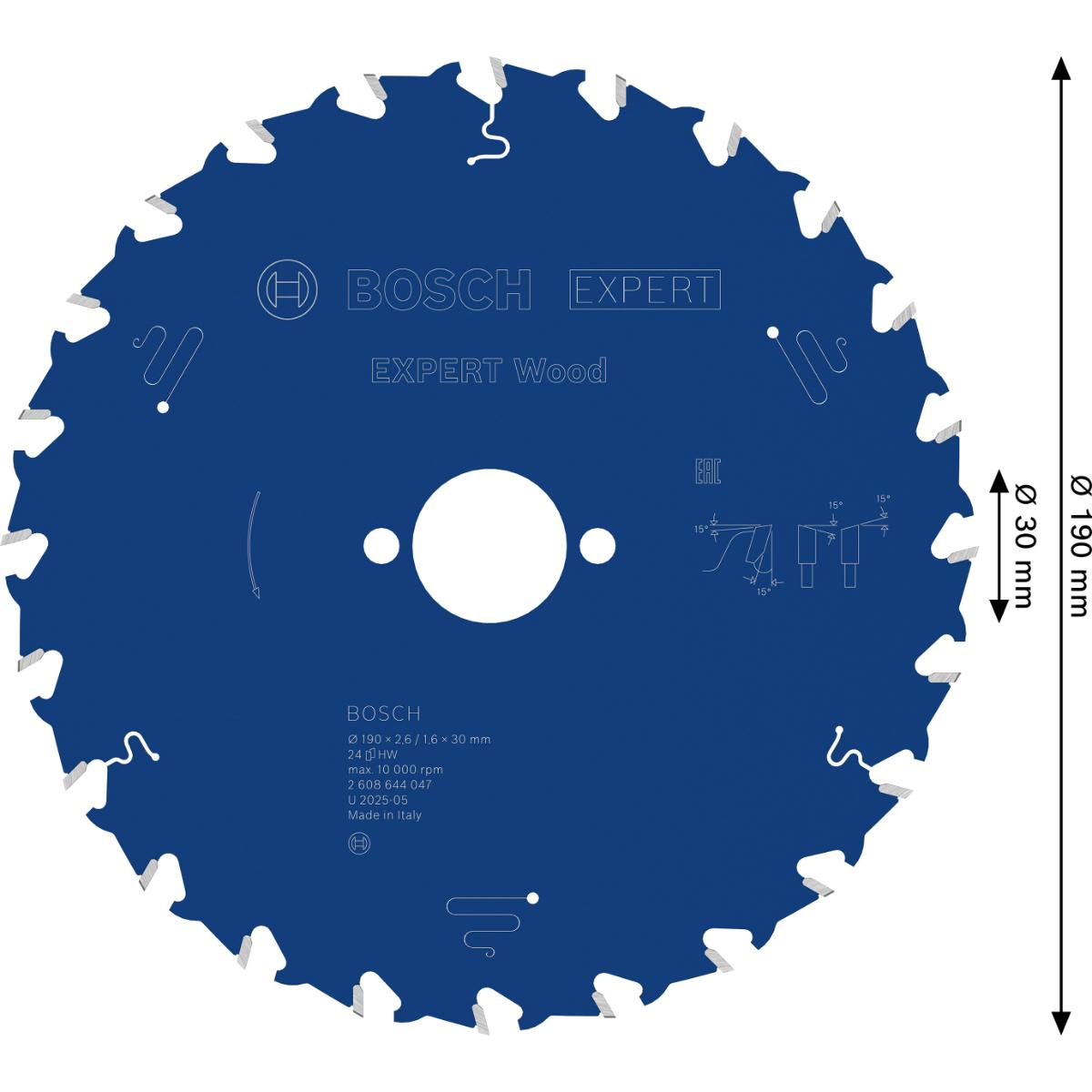 Bosch Kreissägeblatt Expert for Wood ø 190 mm, Bohrung 30 mm