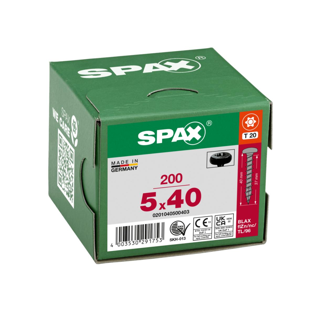 SPAX HALBRUNDKOPF T-STAR PLUS T20 VOLLGEWINDE BLAX 200 Stück