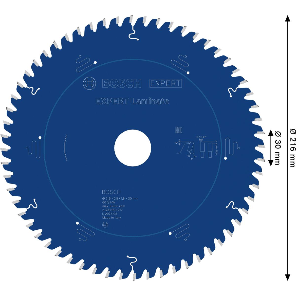 Bosch EXPERT Laminat Kreissägeblatt, 216x30 mm, Z60