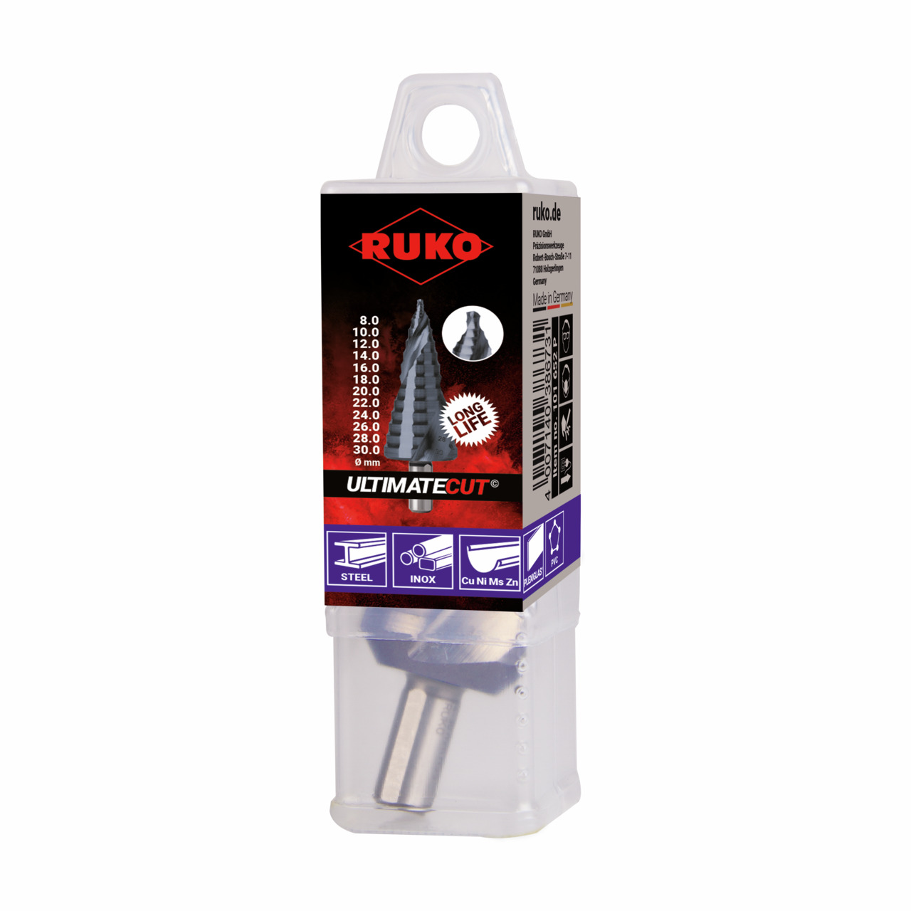 RUKO ULTIMATECUT Stufenbohrer-Satz HSS-Co 5 RUnaTEC mit FLOWSTEP® Spitze 