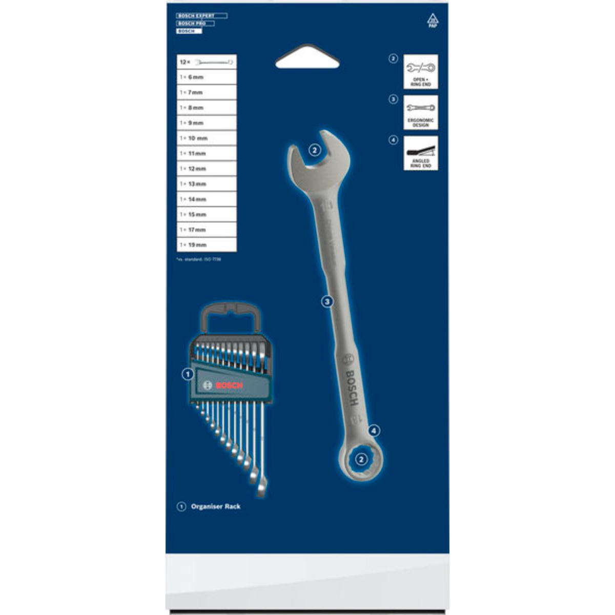 Bosch Ring-Maulschlüssel, 6-19 mm, 12-teilges Set