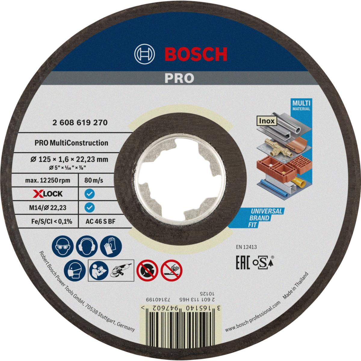 Bosch PRO Trennscheibe X-LOCK gerade Multi Material ACS 46 V BF, 125 x 22,23 x 1,6 mm