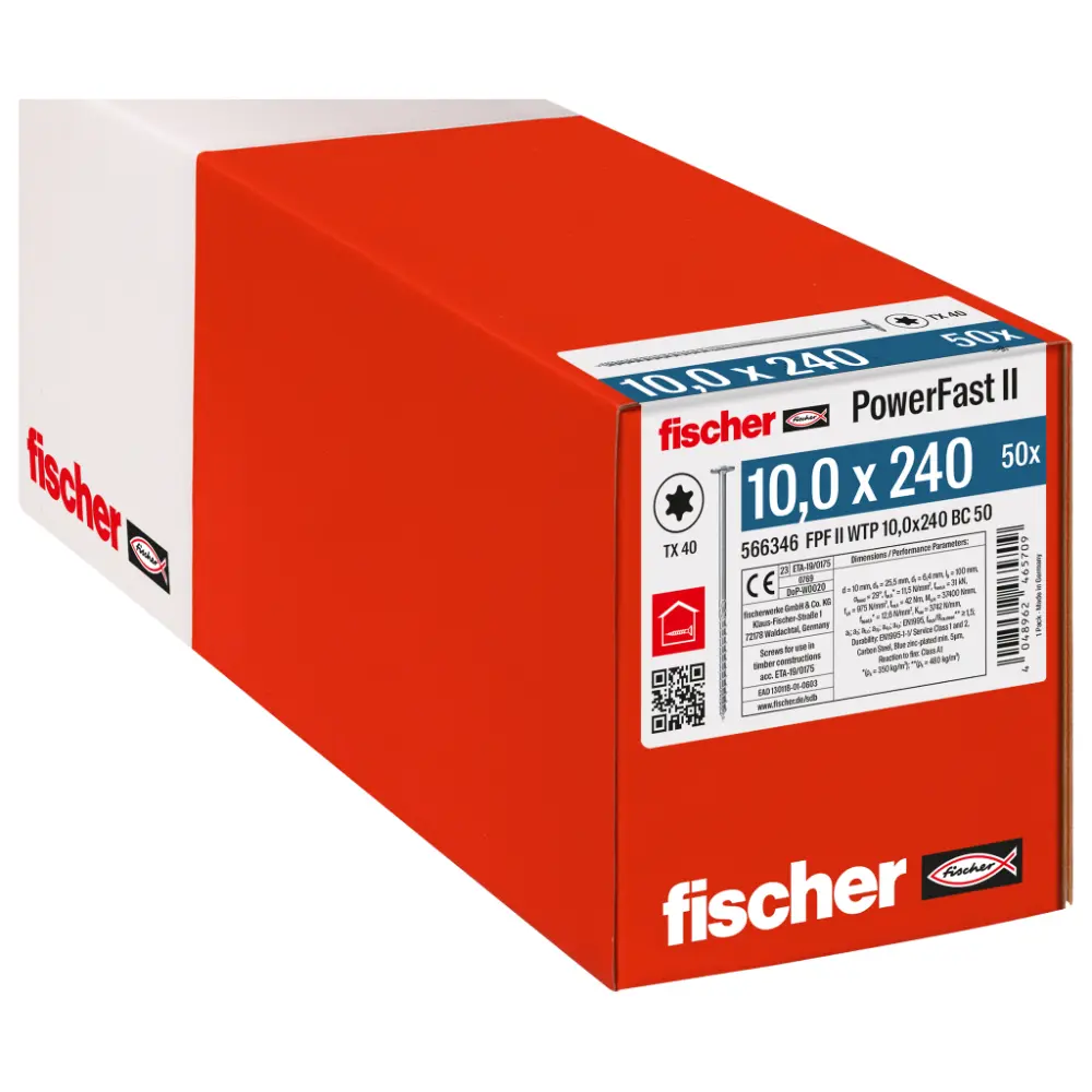 Fischer Holzbauschraube 10,0x240 FPF II WTP BC, Tellerkopf, Innenstern TX, Teilgewinde, blauverzinkt